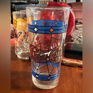 Vintage Pepsi-Cola Tiffany Style Stained Glass 12oz. Drinking Glass